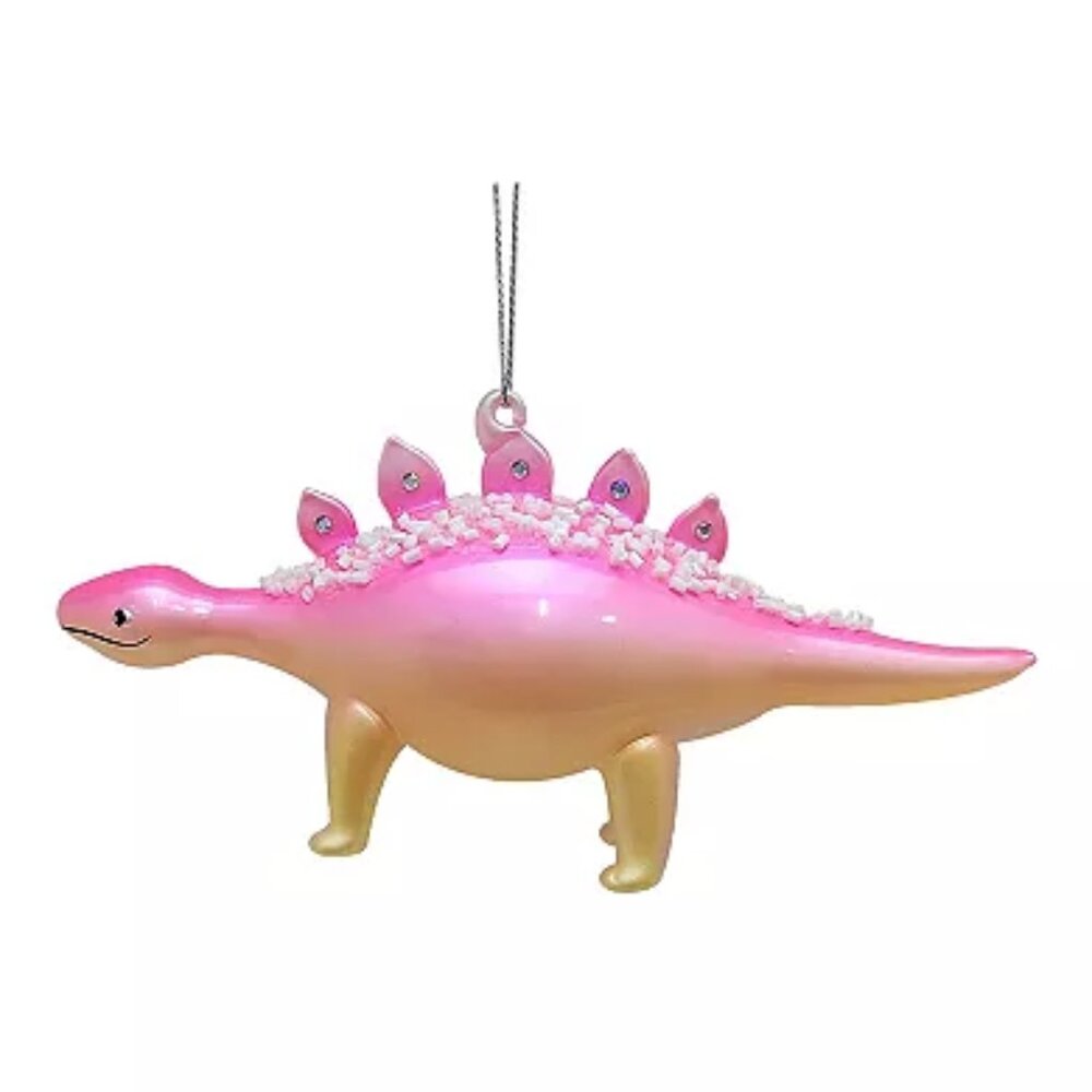 St. Nicholas Square Glass Stegosaurus Dinosaur Christmas Ornament